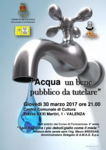 "Acqua, un bene pubblico da tutelare": a Valenza un incontro al Centro comunale di cultura CorriereAl