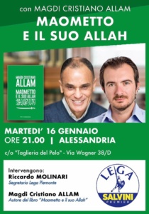 Immigrazione, sicurezza, terrorismo: stasera ad Alessandria incontro pubblico con Madgi Cristiano Allam e Riccardo Molinari CorriereAl