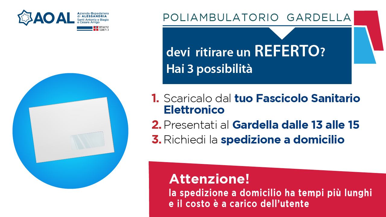 Poliambulatorio Gardella, ritiro referti: da lunedì nuove modalità e